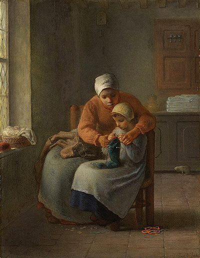 The Knitting Lesson Jean-Francois Millet